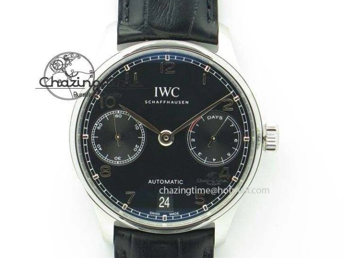 MIROTIME 1218 Efficient Portuguese Tourbillon IW5463 SS ZF Best Edition White Dial on Black Leather Strap 7170